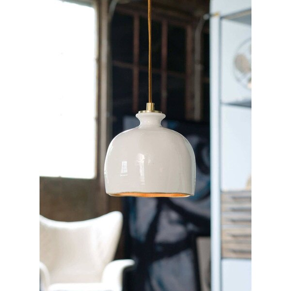 Bianca Ceramic Pendant (Gloss White and Gold) Lifestyle 16